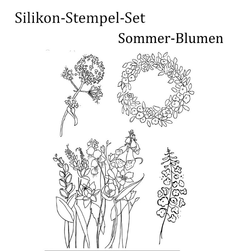  - Silikonstempel, Clear-Stamper, transparent, Sommerblumen, Gartenblumen Blumen, Stempel-Set