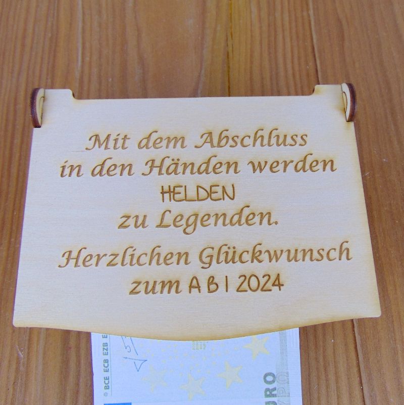  - Wünschebox ♥ witziges Abitur Geschenk ♥ Geldgeschenk ♥ Holzbox mit Schlitz und Klappdeckel ♥ Wunschbox Helden werden zu Legenden
