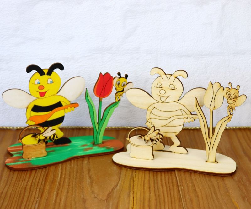 Bastelset aus Holz ♥ Lustige Biene mit Honig ♥ Kombination aus Malen und Basteln regt die Fantasie an und fördert die Kreativität