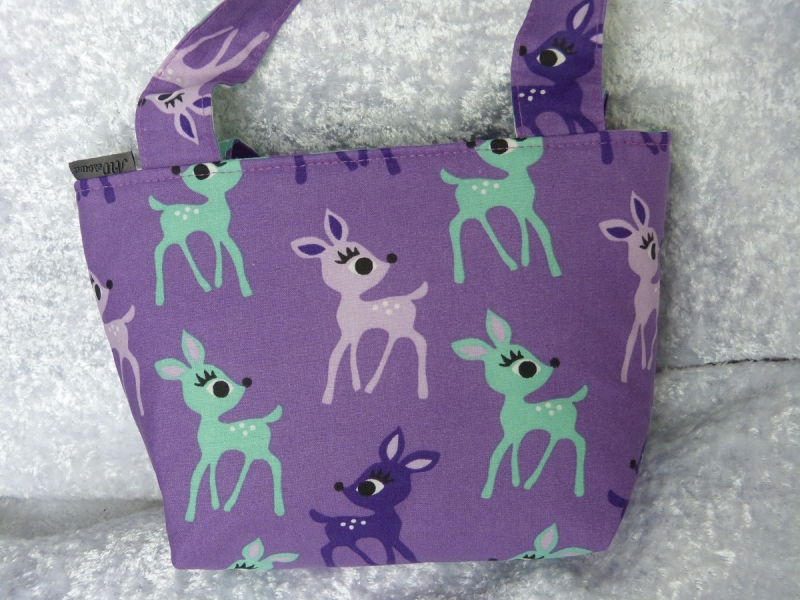  - Kinder Einkaufstasche mit Reh bzw. einfachen Blumen in violett und mint