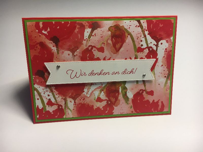  - Glückwunschkarte zum Geburtstag mit Grusstext Handgefertigt aus Farbkarton in Rot+Weiß