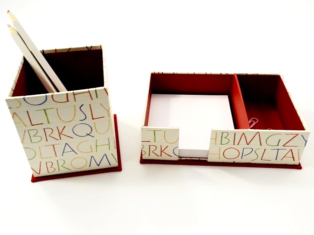  - Zettelkasten und Stiftköcher Set Buchstaben Buchbindehandwerk von Pappelapier 