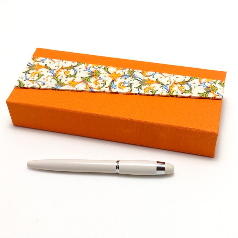  - Stiftschachtel Stiftbox Griffelkasten orange Buchbindehandwerk