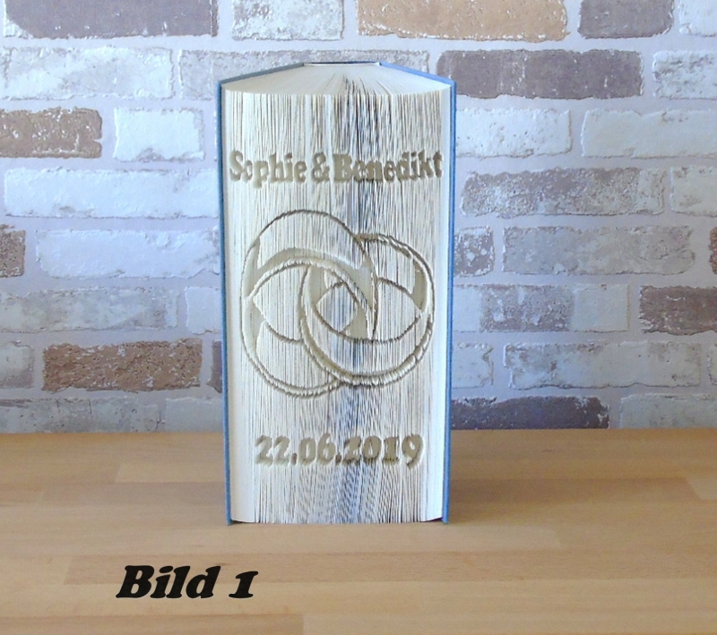  - gefaltetes Buch - Ringe mit Datum // Buchkunst // Bookfolding // Hochzeit // Dekoration // Hochzeitsgeschenk