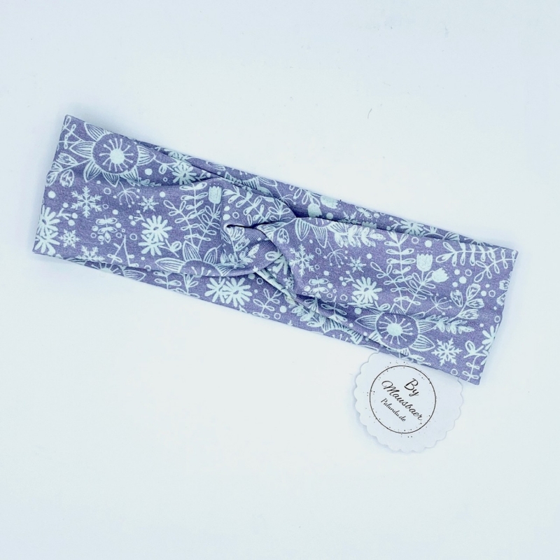  - Stirnband, KU 34 - 36 cm, Haarband, Bandeau, Boho-Stirnband, pastell mit Eisblumen von Mausbär