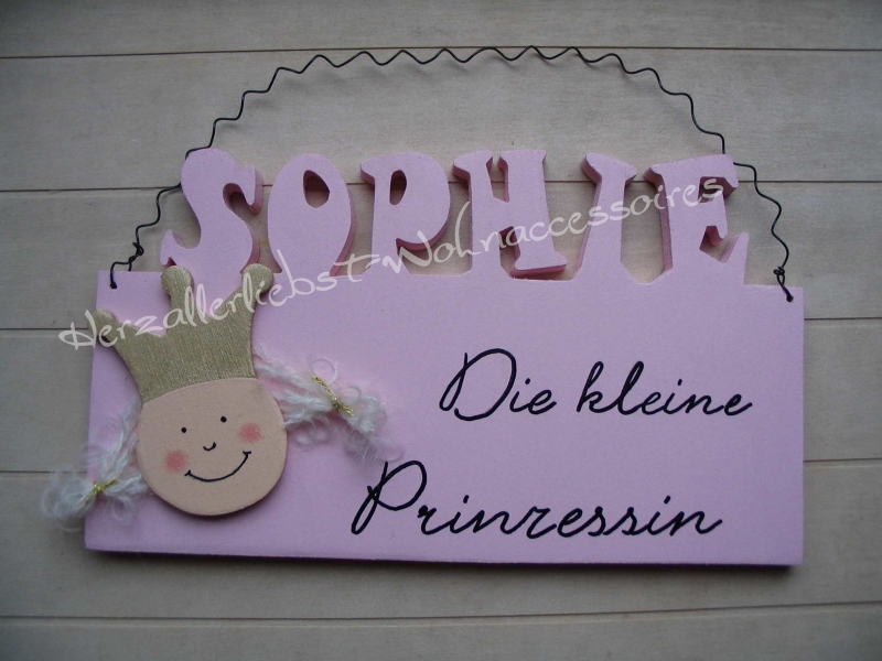  - Süßes Türschild aus Holz ♥ Kleine Prinzessin ♥ kleiner Prinz ♥ mit dem Namen Ihres Kindes