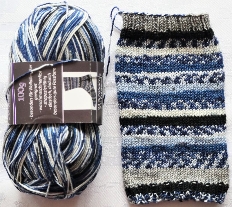  - Socken in Wunschgröße für Wollallergiker blau/grau