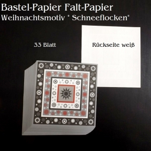 Faltpapier für Basketta-Sterne Origami-Papier Weihnachten Winter Schneeflocken Bastel-Papier 33 Blatt 15 x 15 cm