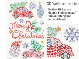 Sticker für Karten, 3D-Motive Diamant-Sticker -> Weihnachten, Papierbasteln, Aufkleber Kartengestaltung Kinder-Basteln