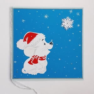 Weihnachtskarte, Frohe Weihnachten, Schneeflocke, Weihnachtsgrüße Festtagskarte, Handarbeit silbern & Blau