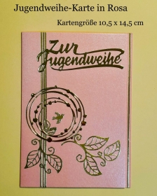 Jugendweihe-Karte, Glückwunschkarte herzlichen Glückwunsch für Mädchen 10,5 x 14,5 cm  Rosa