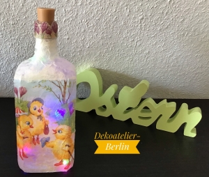  ♥ Leuchtflasche ♥ Ostern ♥ Geschenk ♥️ upcycling ♥ Unikat - Osterküken  