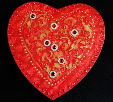 Acrylbild BAROCK IN ROT Herz Herzbild Valentinstag Geschenk Muttertag Acrylbild Collage Bild auf herzförmigem Keilrahmen  