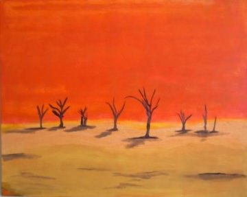 Acrylbild NAMIB Acrylmalerei Gemälde Wanddeko abstrakte Kunst naive Malerei  Wüste oranges Gemälde Landschaft