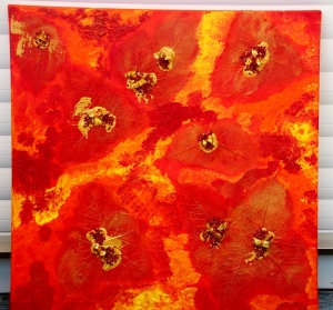 Acrylbild  HERBSTGOLD Gemälde Malerei Herbstfarben Geschenk rotes Bild abstrakte Kunst Acrylmalerei  