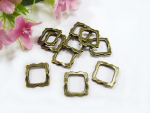 10 Rahmenperlen / Perlenrahmen, quadratisch, Farbe bronze