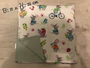 Babydecke  ❤️ Decke ❤️ mit Waffelpique ❤️ Geschenk ❤️ Unikate  - Mäuse