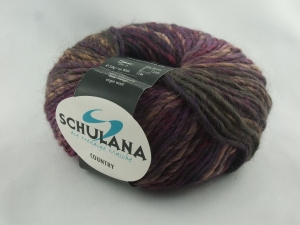 schöne melierte Schurwolle von Schulana: Country Farbe Nr. 70, aubergine,braun meliert