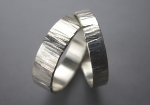 Silberringe-Set -extreme- strukturierte Ringe Ringpaar