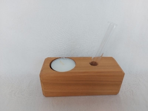 Kleine Tischdeko: Vase, Teelichthalter aus Holz, ohne Blumen, kaufen 