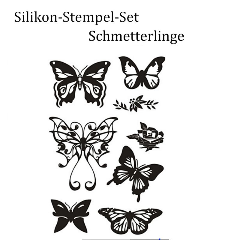  - Silikonstempel, Clear-Stamper, transparent, Schmetterlinge, Stempel-Set