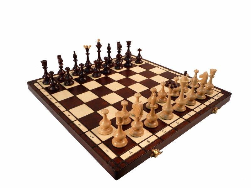  - Sehr edles Schach Schachspiel Schachbrett 48 x 48 cm KH 110 cm Holz Neu
