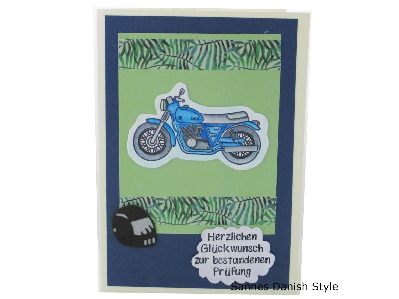  - Motorradführerschein, Herzlichen Glückwunsch, Motorrad blau, 3D Karte, die Karte ist ca. DIN A6 (14,8 x 10,5 cm) Format