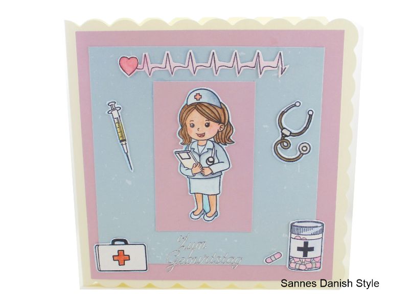  - Krankenschwester, Geburtstagskarte Ärztin, Mediziner, Pflegekraft, süße Geburtstagskarte für Medizinbereich, die Karte ist 15 x 15 cm
