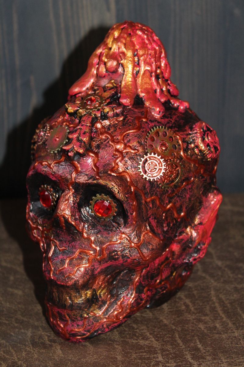  - Totenkopf VOLCANO-SKULL Acrylmalerei auf einer Glasflasche Gothic Steampunk Skull Schädel Geschenk für Männer
