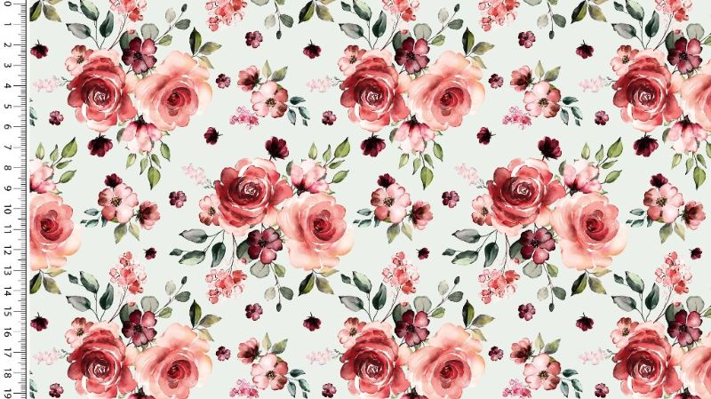 Rest 1,07m Baumwolljersey-Stoff Digitaldruck Romantic Roses auf naturfarbe Jersey Rosen Frühlings-Stoffe Meterware kaufen