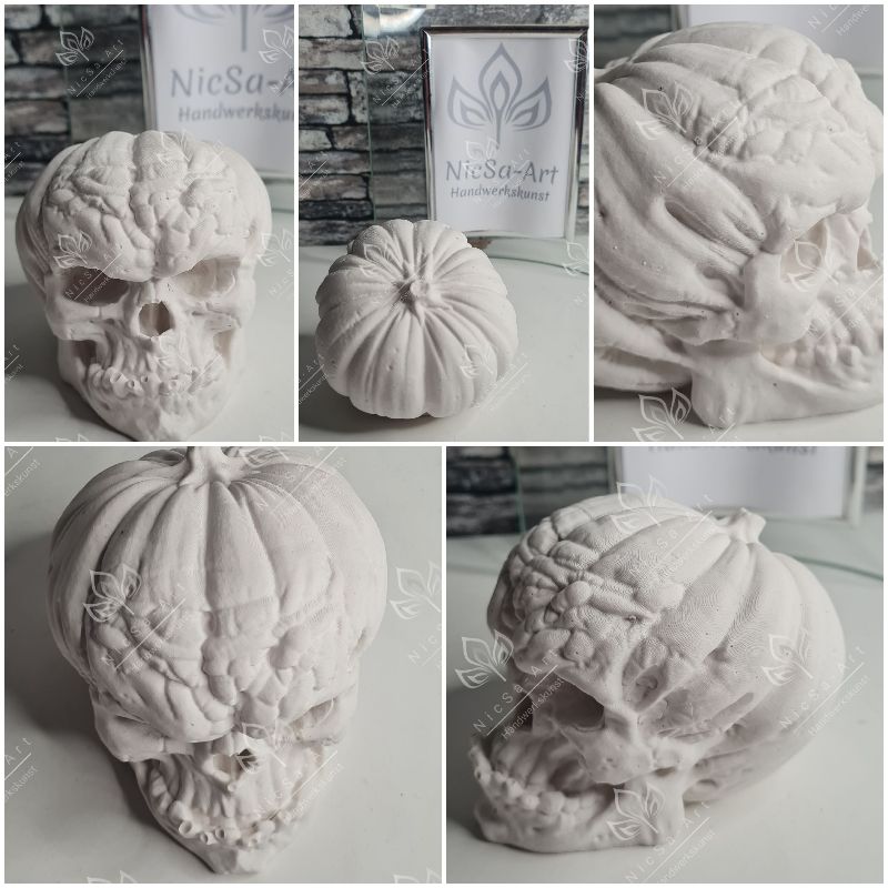  - Latexform Kürbis-Skull Schädel Kürbis Herbst  Gießform Herbstdeko - NicSa-Art NL001314