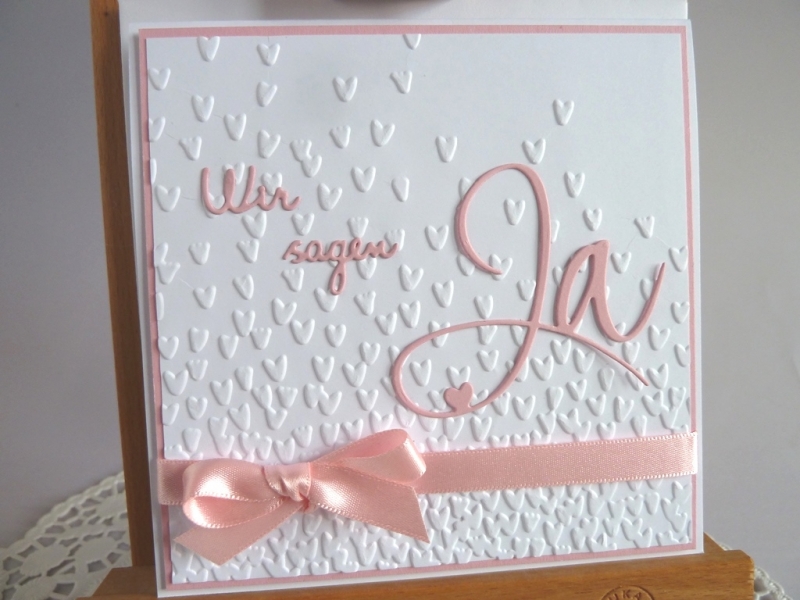  - Einladungskarte zur Hochzeit in weiß/rosa