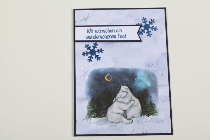  - schöne Weihnachtskarte in aufwändiger Handarbeit hergestellt: Umarmung schicken