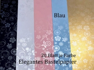 Elegantes Faltpapier in Blau, Deko-Papier, Bastelpapier perfekt für Karten, Schachteln, zum Stanzen uvm