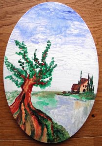 Acrylbild DER OLIVENBAUM Acrylmalerei Baum  Bäumchen Landschaftsmalerei Gemälde Mediterrane Malerei