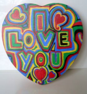 Acrylbild GRAFFITI  Herz Valentinstag Geschenk Muttertag  Collage Herzbild auf Keilrahmen  Sprüche Liebeserklärung Geschenk für Verliebte   