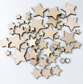 Streudeko 60tlg. Sterne in 4 verschiedenen Größen Weihnachten Advent Holz Deko Tischdeko zum basteln verzieren und dekorieren Festtage   