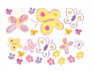 Wandtattoo-Set | Schmetterlinge nach Pastellkreide-Art | 23 teiliges Wandtattoo für Kinderzimmer
