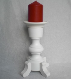 weißer gedrechselter Kerzenständer aus Holz, Vintage-Art, ohne Kerze, Handarbeit, kaufen