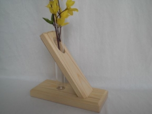 1er Holzvase mit Reagenzglas, natur, diagonal, ohne Blumen, Tischdeko kaufen 
