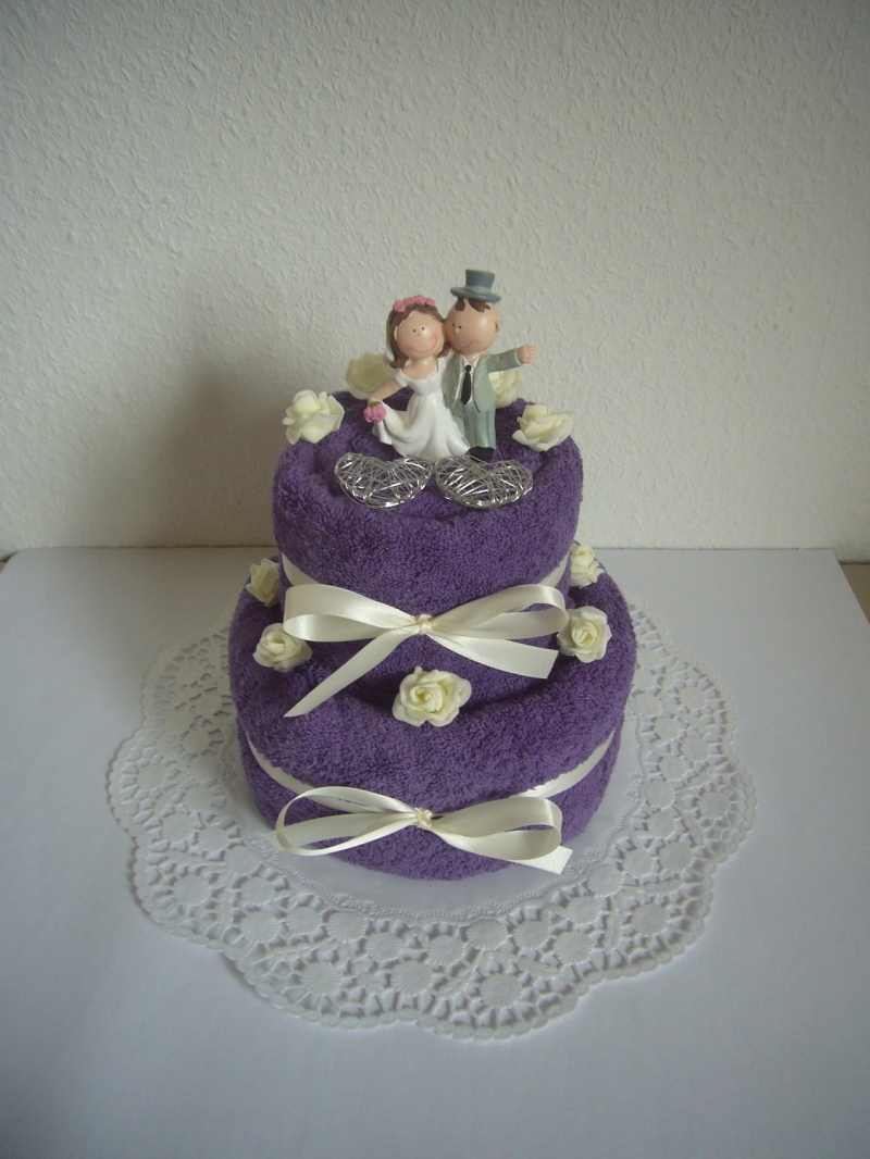  - Hochzeitsgeschenk lila violett Flitterwochen Duschtuch Handtuch Geschenk Hochzeit Rosen