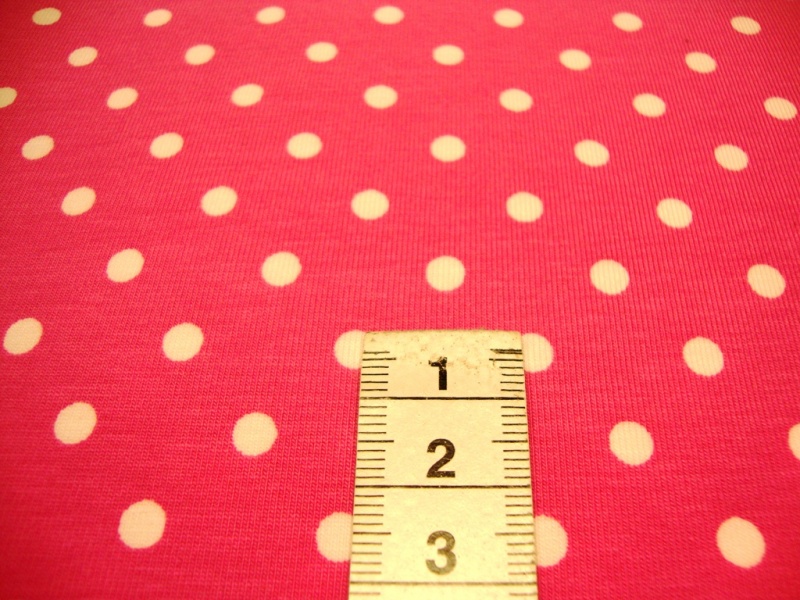 - Baumwolljersey weisse Punkte auf pink dots kaufen Meterware Punktestoffe Jersey