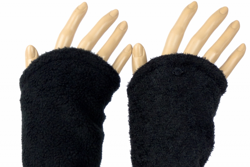 - Armstulpen zum Wenden in schwarz aus Strickbouclé und Fleece für Erwachsene 
