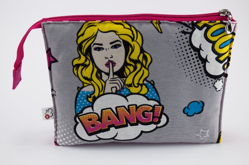 - Kosmetiktasche ♥BANG♥ mit 3 Fächern im Comicdesign ♡ Taschenorganizer für Kosmetik und mehr 