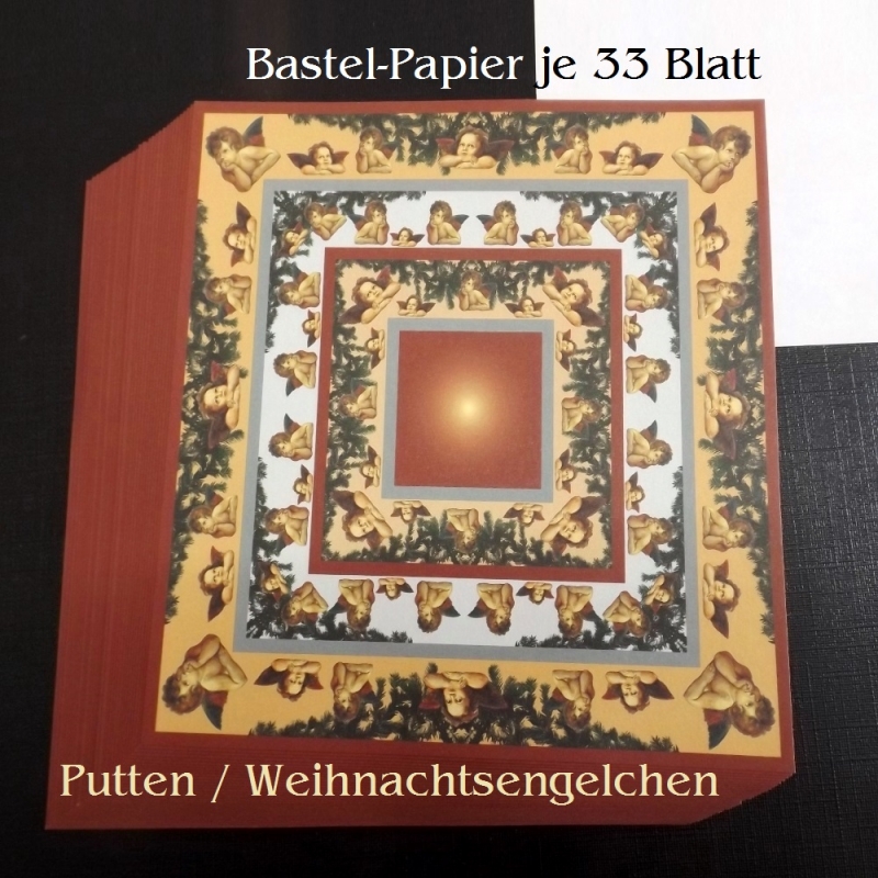  - Faltpapier für Baskettasterne Origami Papierbasteln Putten & Engel Weihnachten 33 Bögen 15 x 15 cm = 1 Set
