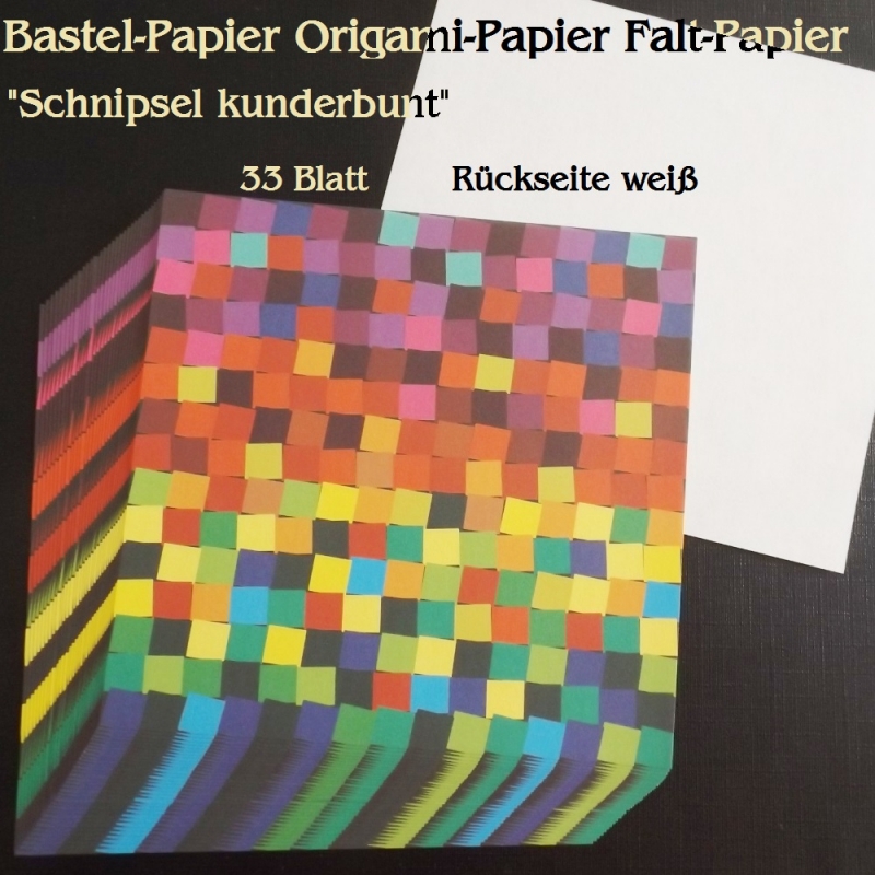  - Faltpapier für Basketta-Sterne Origami-Papier Schnipsel kunderbunt Bastel-Papier 33 Bögen 15 x 15 cm