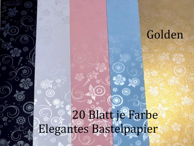  - Elegantes Faltpapier in Golden, Deko-Papier, Bastelpapier perfekt für Karten, schachteln, zum Stanzen uvm 