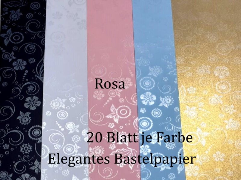  - Elegantes Faltpapier in Rosa, Deko-Papier, Bastelpapier perfekt für Karten, schachteln, zum Stanzen uvm