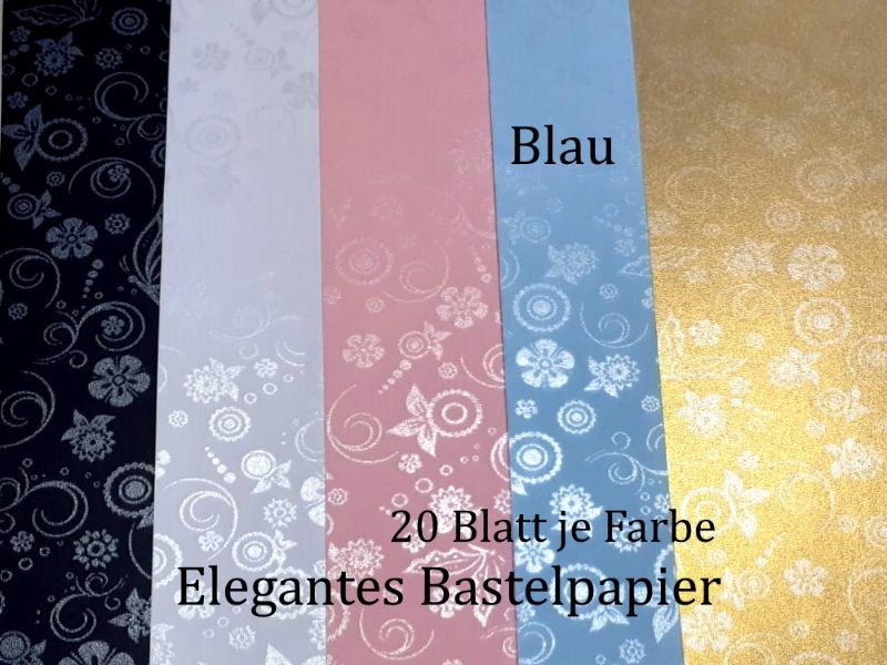  - Elegantes Faltpapier in Blau, Deko-Papier, Bastelpapier perfekt für Karten, Schachteln, zum Stanzen uvm