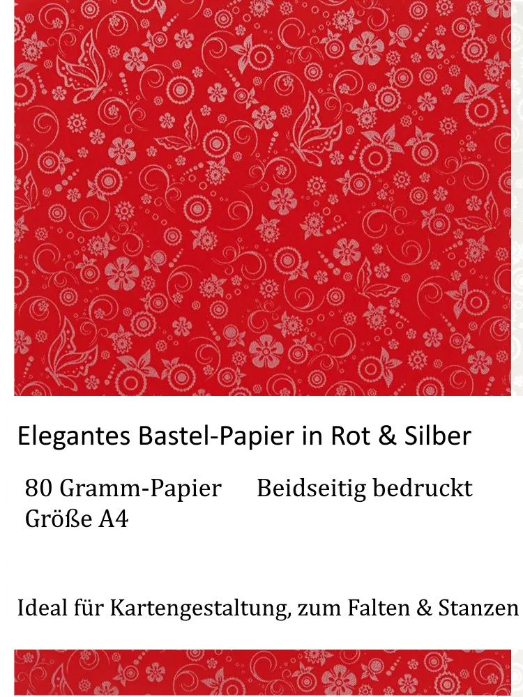  - Elegantes Faltpapier in Rot, Deko-Papier, Bastelpapier perfekt für Karten, Schachteln, zum Stanzen uvm